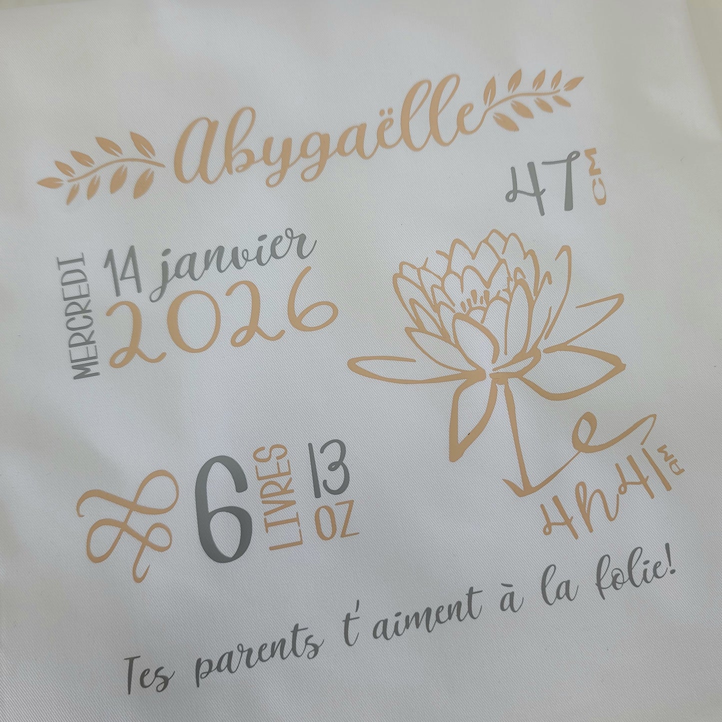 Coussin Statistiques de naissance - Carré - Blanc - FLEUR BLOOM