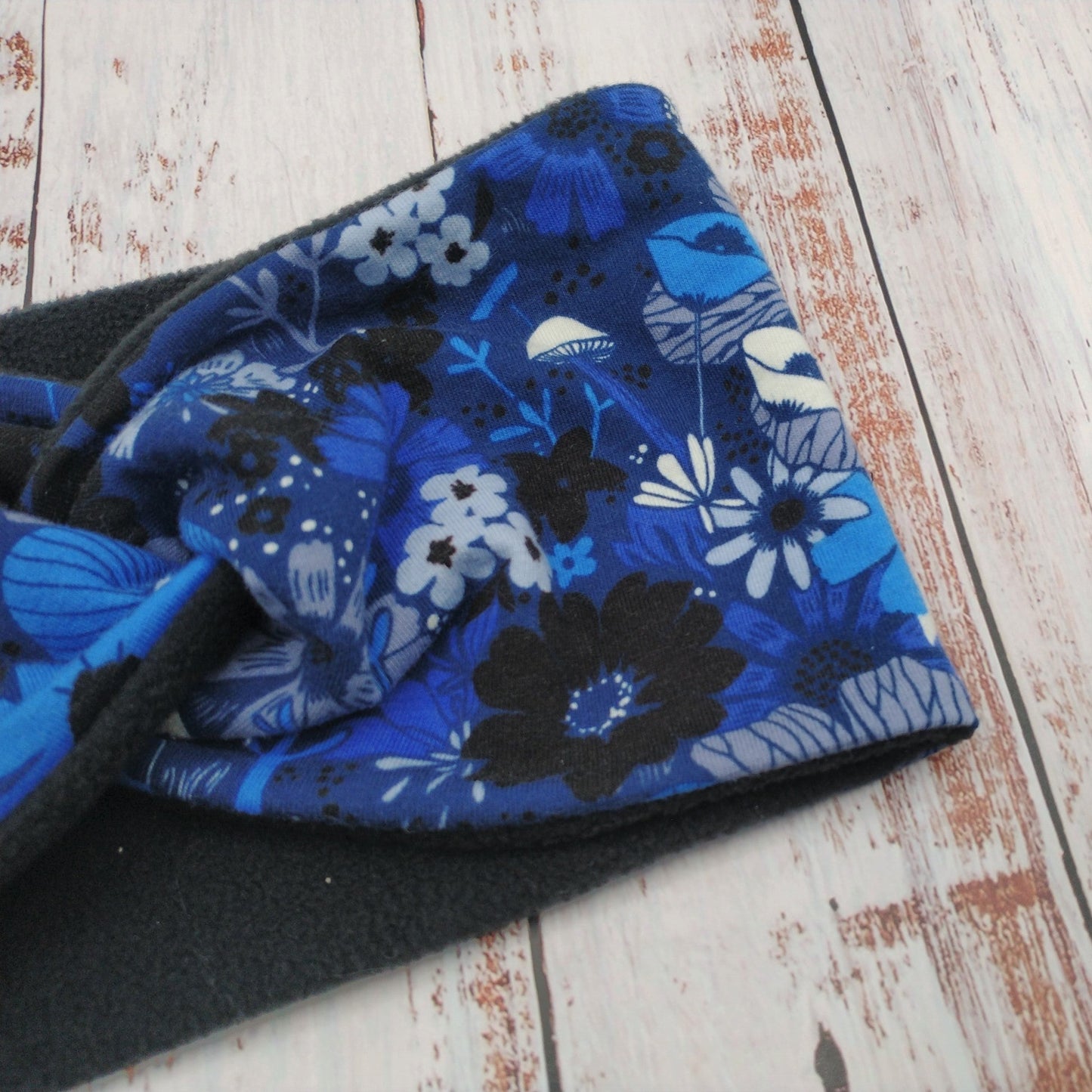 Bandeau (POLAR) - ADULTE - Printemps/Automne/Hiver – Fleurs - Bleu/Noir