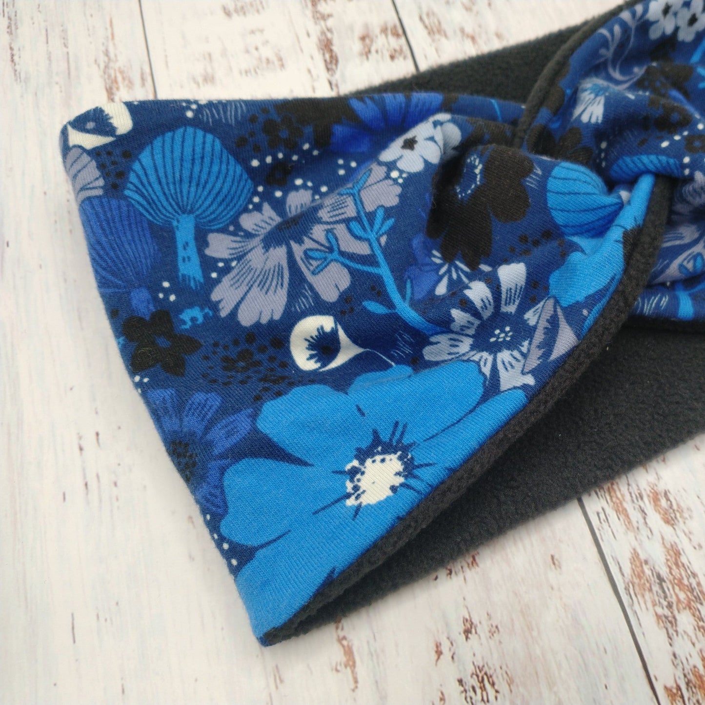 Bandeau (POLAR) - ADULTE - Printemps/Automne/Hiver – Fleurs - Bleu/Noir