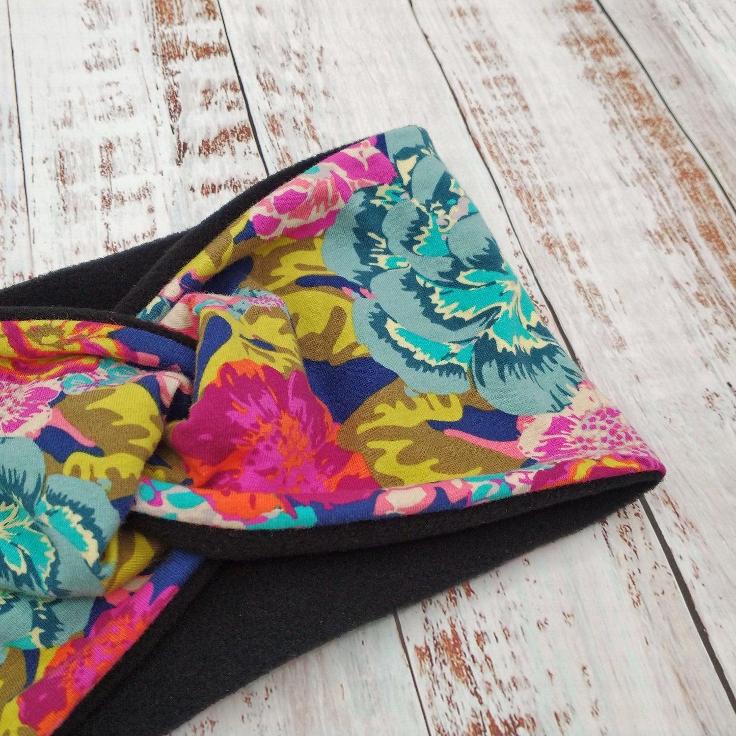 Bandeau (POLAR) - ENFANT - Printemps/Automne/Hiver – Fleurs Fuchsia Marine et Turquoise