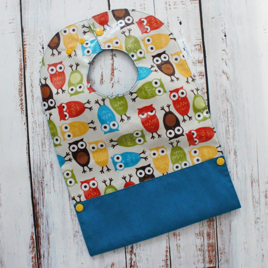 Bavoir en coton laminé – Hiboux