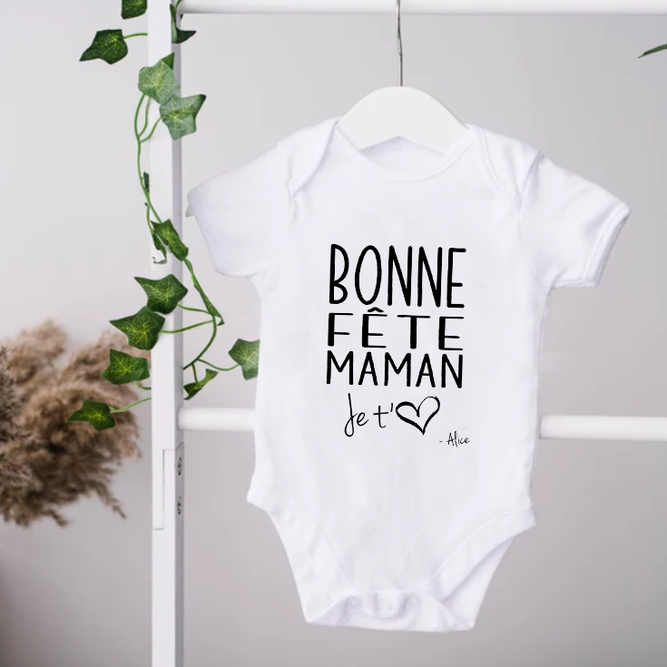 Cache-couche pour bébé - Annonce - Bonne fête des mères - Coeur - Signature
