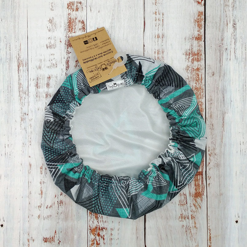 Couvre-Bols (housse) Réutilisables - Collection Triangles gris et turquoise