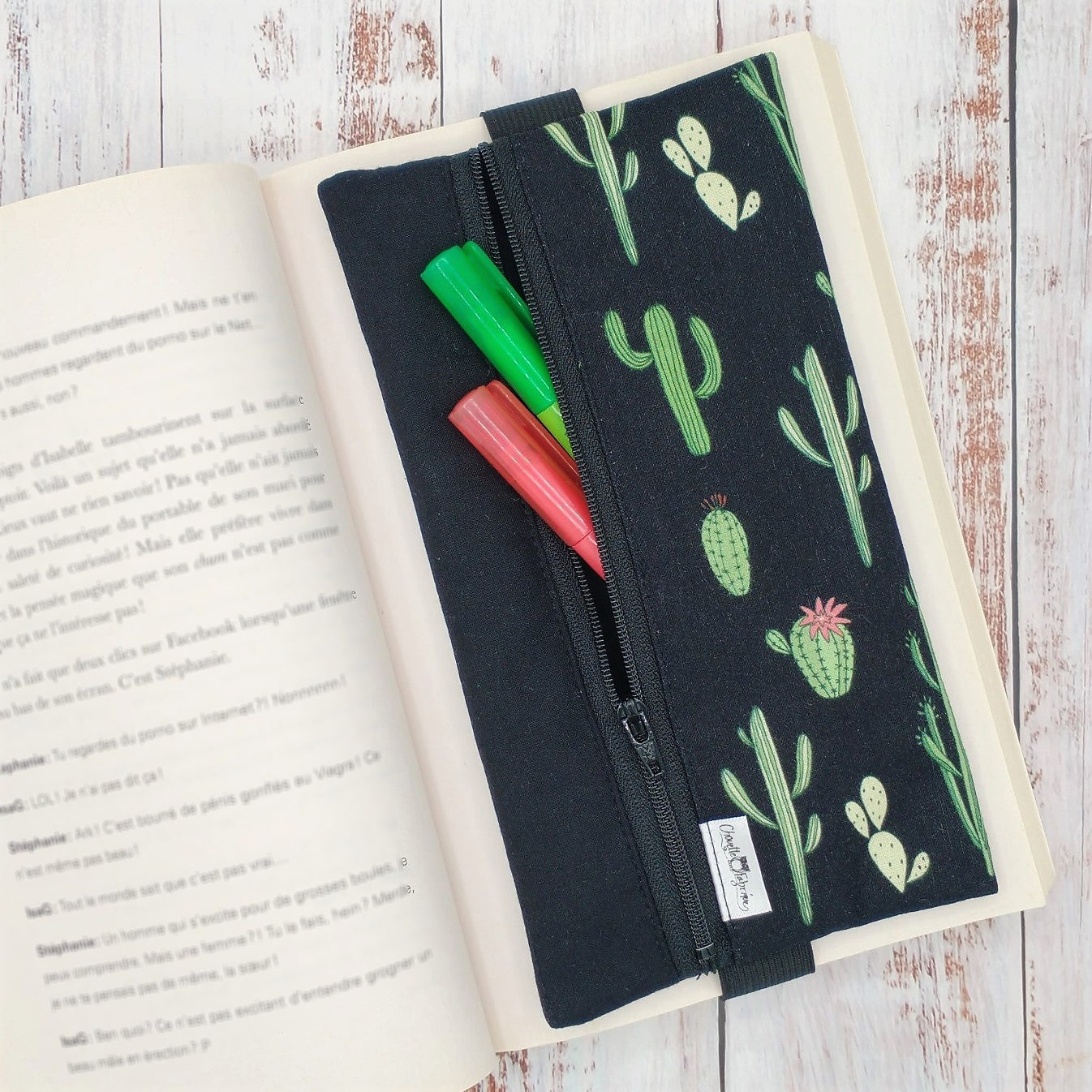Étuis à crayons à élastique marque-page - Signet - Pour agenda, livres, etc. - Cactus