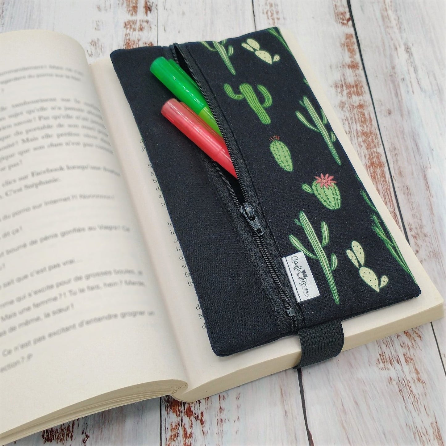 Étuis à crayons à élastique marque-page - Signet - Pour agenda, livres, etc. - Cactus