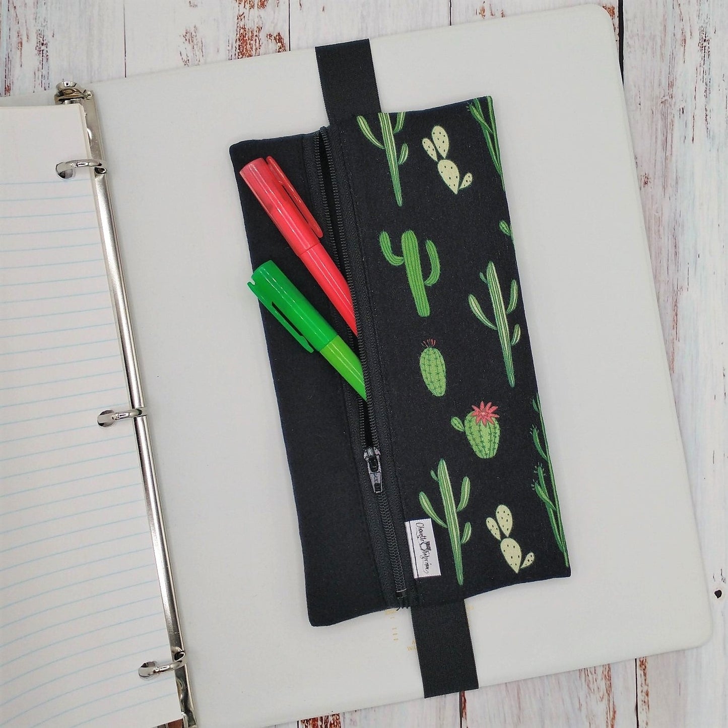 Étuis à crayons à élastique marque-page - Signet - Pour agenda, livres, etc. - Cactus