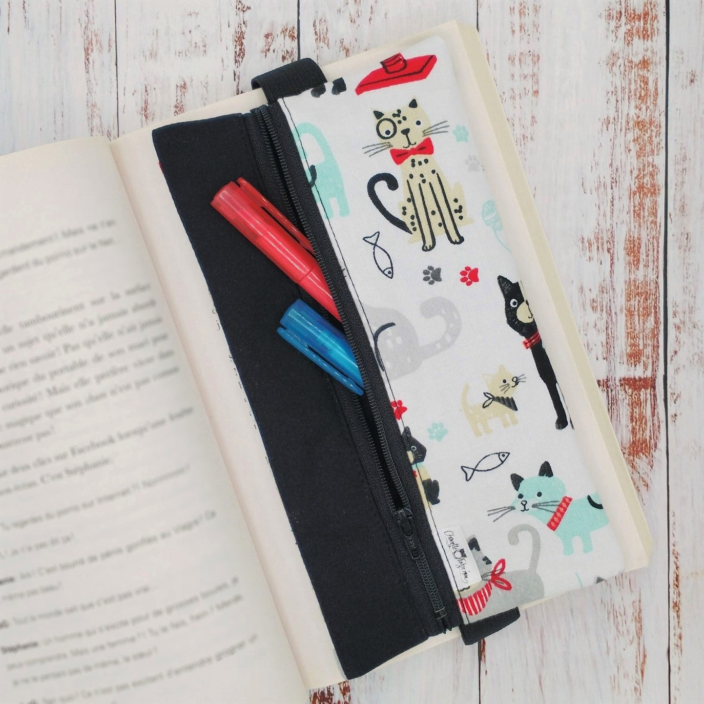 Étuis à crayons à élastique marque-page - Signet - Pour agenda, livres, etc. - Chats