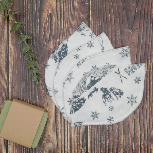 Style "Feuillage" - Lingettes démaquillantes - 4/Paquet - Chevreuils et Flocons