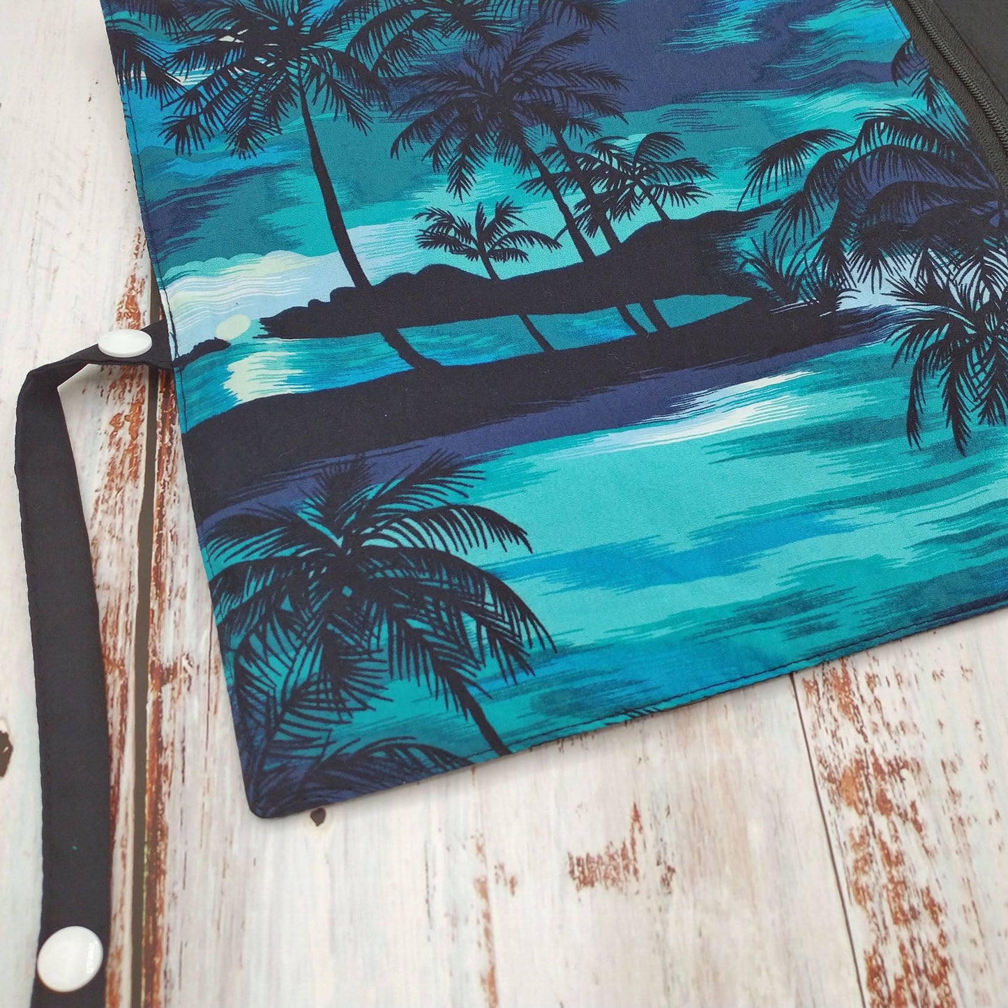 Napperon personnalise (Couleur d'impression au choix) - Plage/Surf/Palmiers - Pochette noire