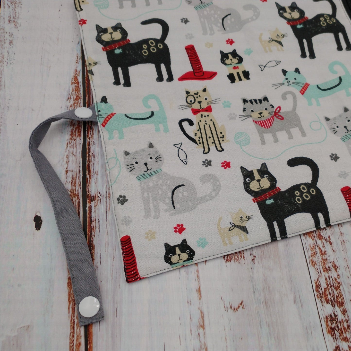 Napperon personnalise (Couleur d'impression au choix) - Chats - Pochette grise