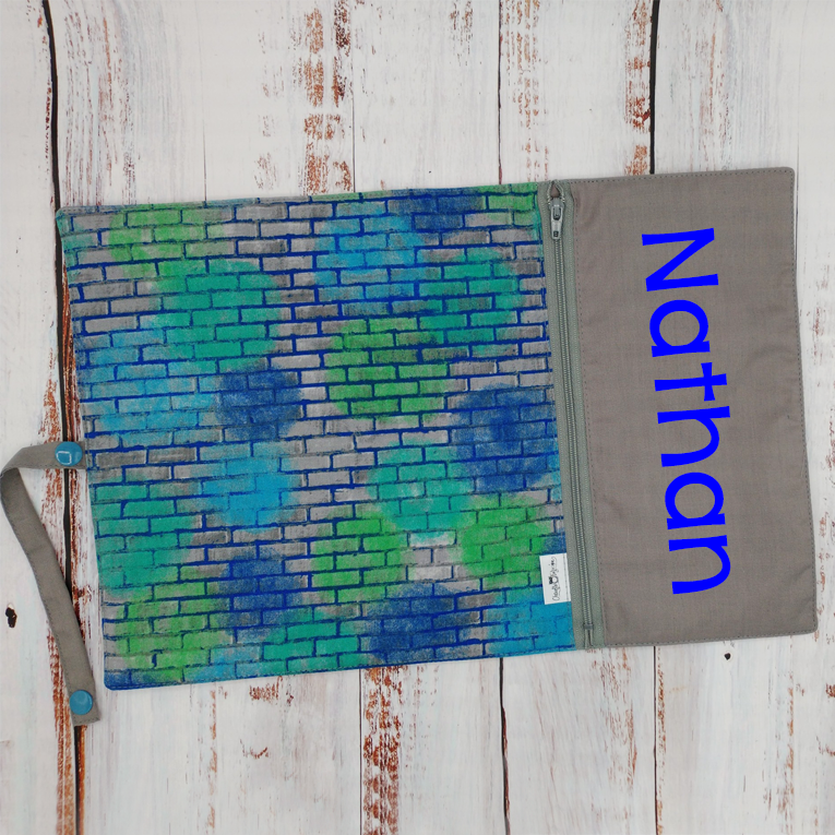 Napperon personnalise (Couleur d'impression au choix) - Briques - Pochette grise