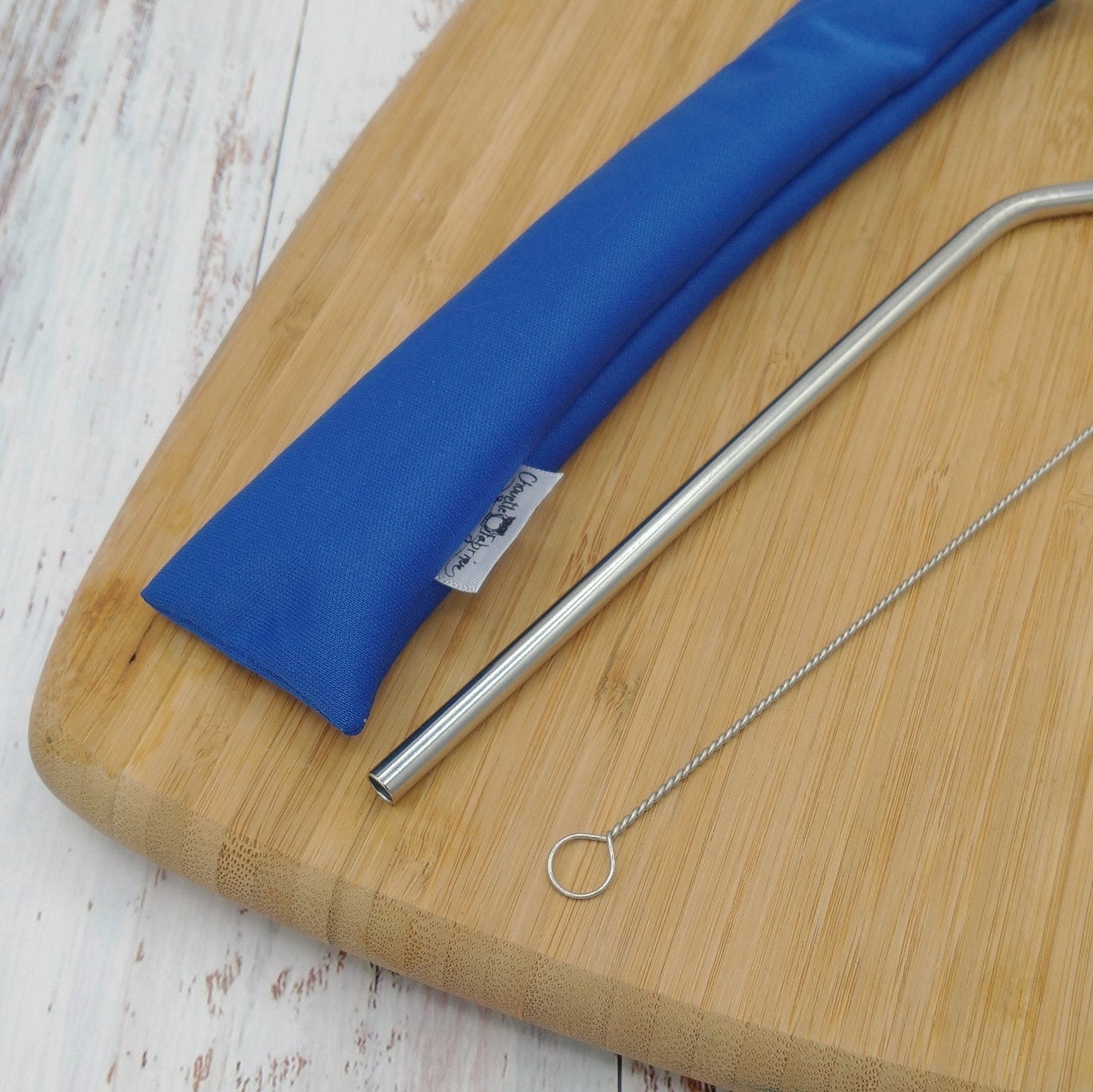 Ensemble "Paille, brosse et pochette de rangement" - Réutilisable, lavable et imperméable - Bleu royal