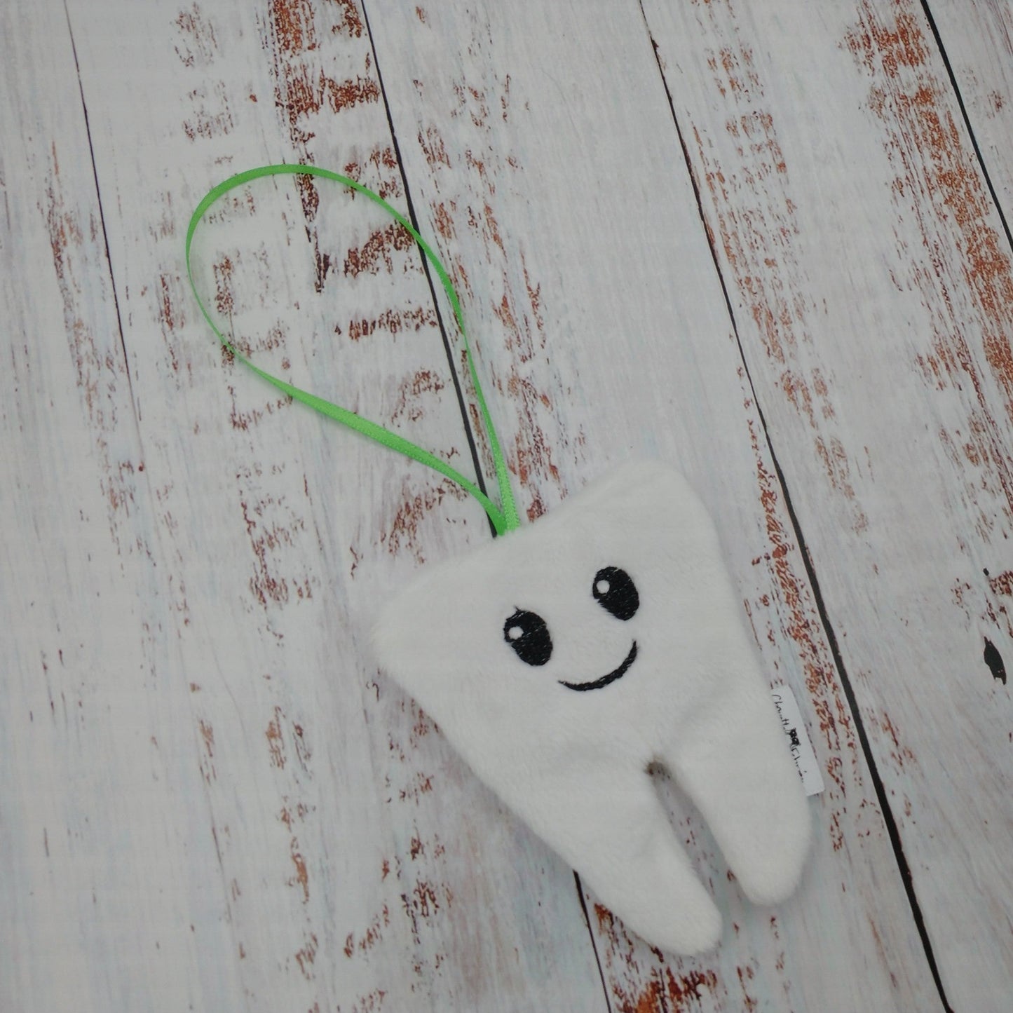 Pochette fée des dents - Ruban ROSE, BLEU ou VERT - Cacher la dent perdue sous l'oreiller ou suspendre à la porte