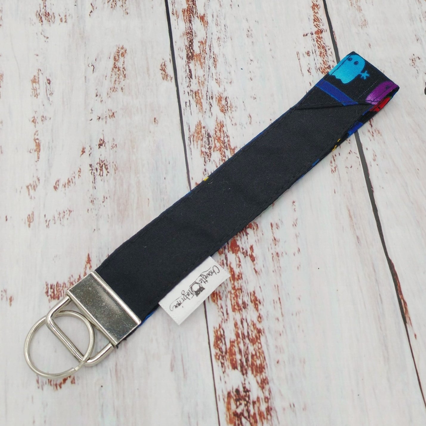 Porte-clé - PERSONNALISÉ- Dragonne - Poignet - Pac Man - Bande noire