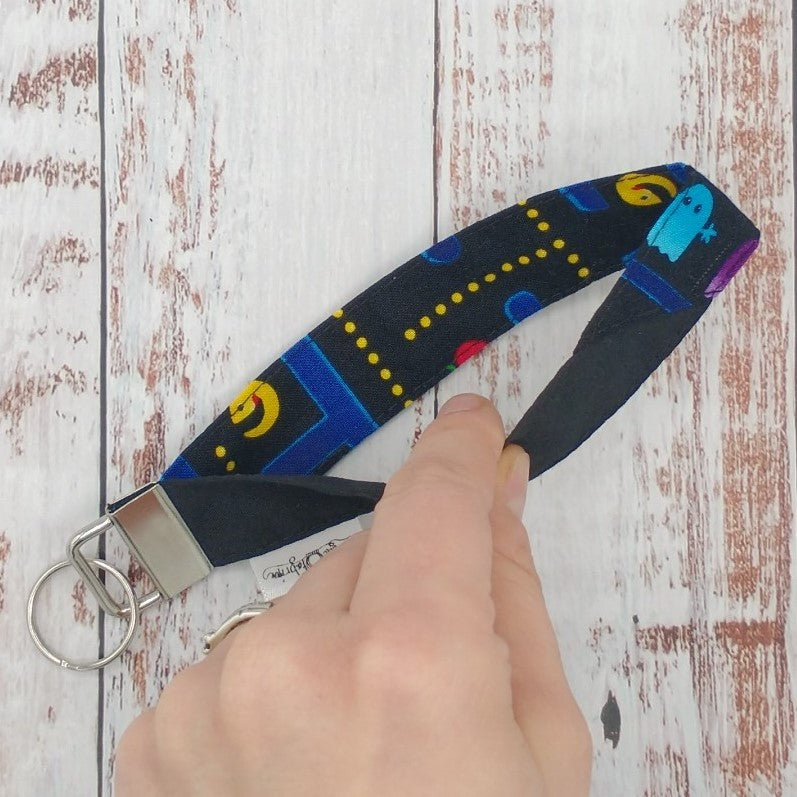 Porte-clé - PERSONNALISÉ- Dragonne - Poignet - Pac Man - Bande noire