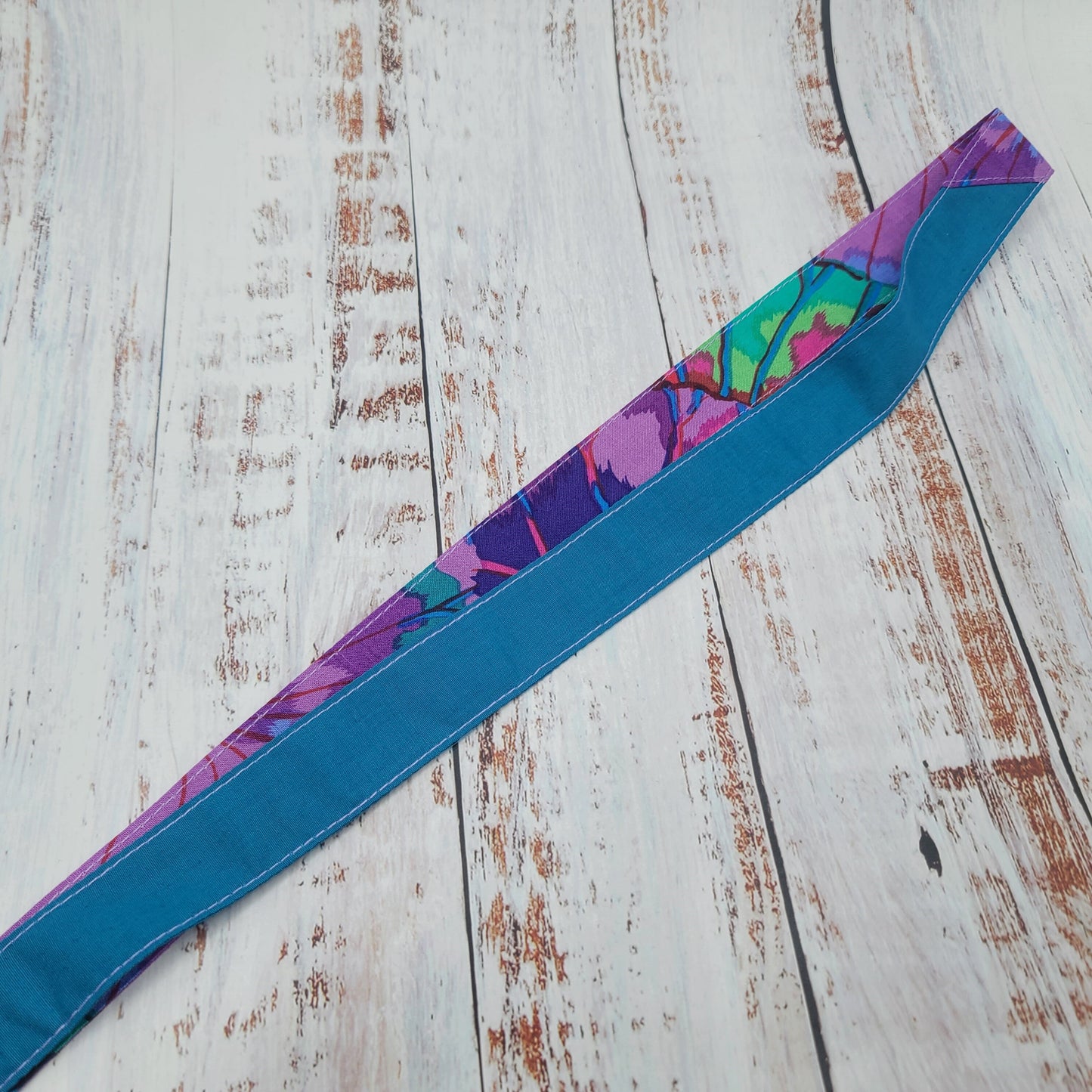 Porte-clé personnalisé (Prénom, Nom, Petite pensée, Enseignants, Merci) - Dragonne - Fleurs Lilas/Violet/Teal/Fuchsia - Bande teal