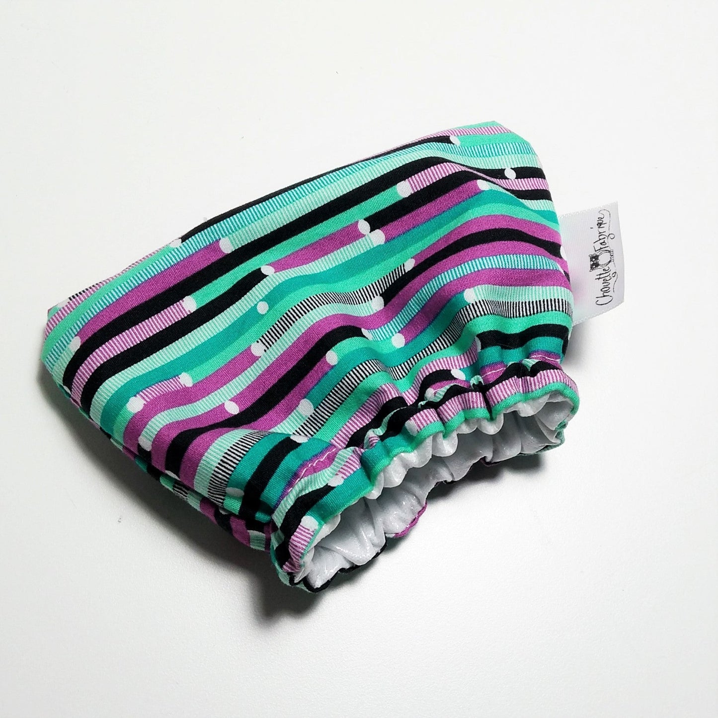 Protège fromage / Couvre fromage Réutilisable - Remplace pellicule de plastique – Géométrique - Lignes violet et turquoise