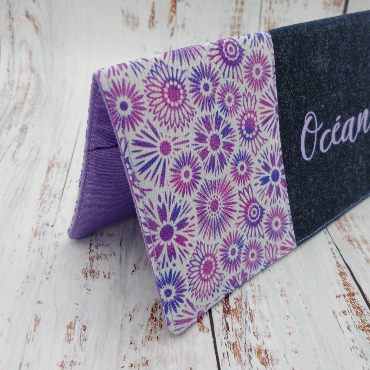 Protège-carnet de santé - Vaccination - Personnalisé - Fleurs - Lilas/Violet