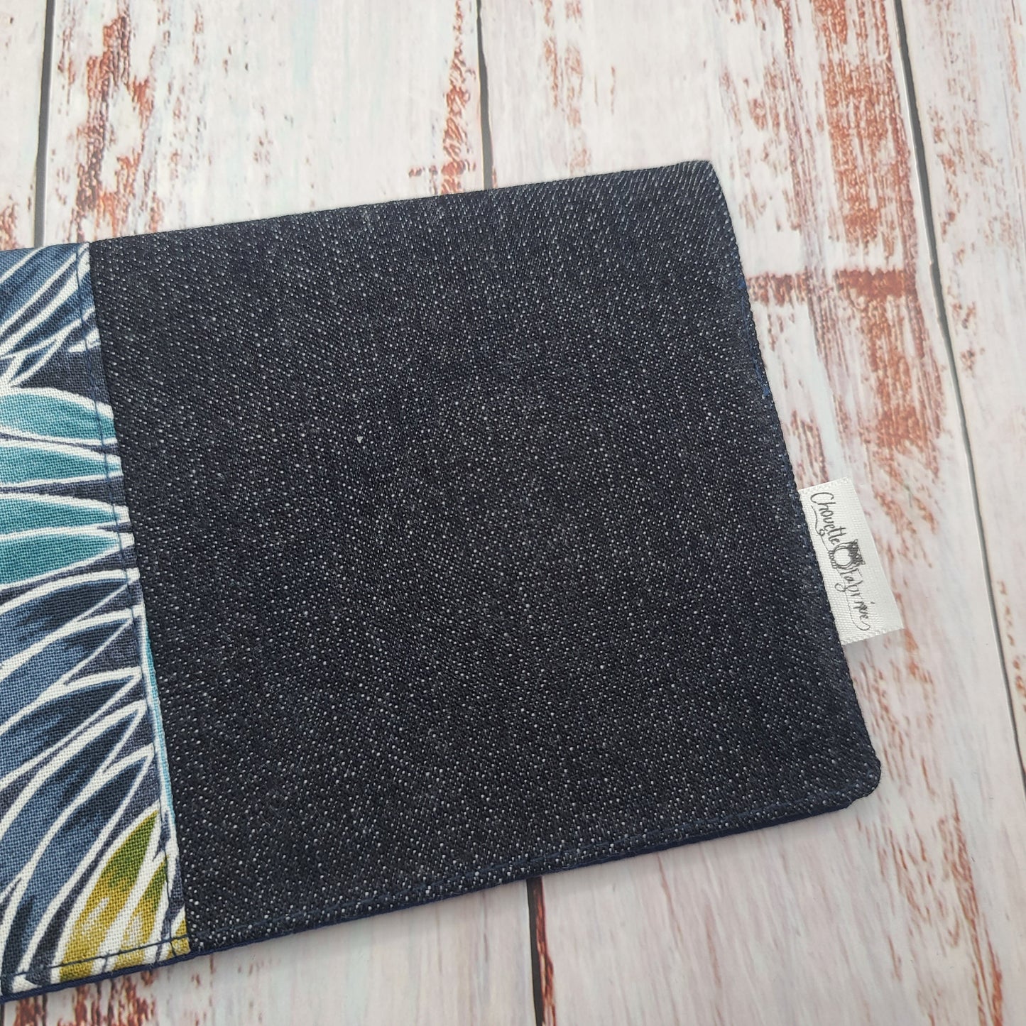 Protège-carnet de santé - Vaccination - Personnalisé - Fleurs - Feuillage teal & marine