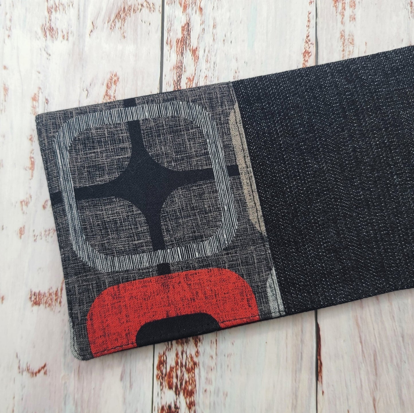 Protège-carnet de santé - Vaccination - Personnalisé - Géométrique - Noir, Gris et Rouge