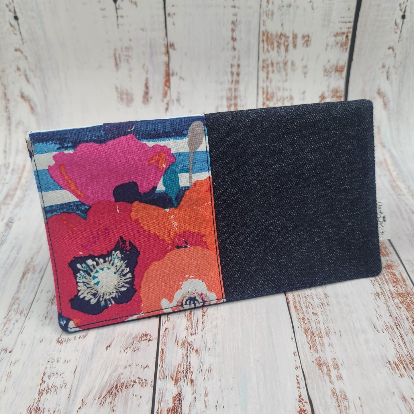 Protège-carnet de santé - Vaccination - Personnalisé - Fleurs Blooms Lignes - Intérieur marine