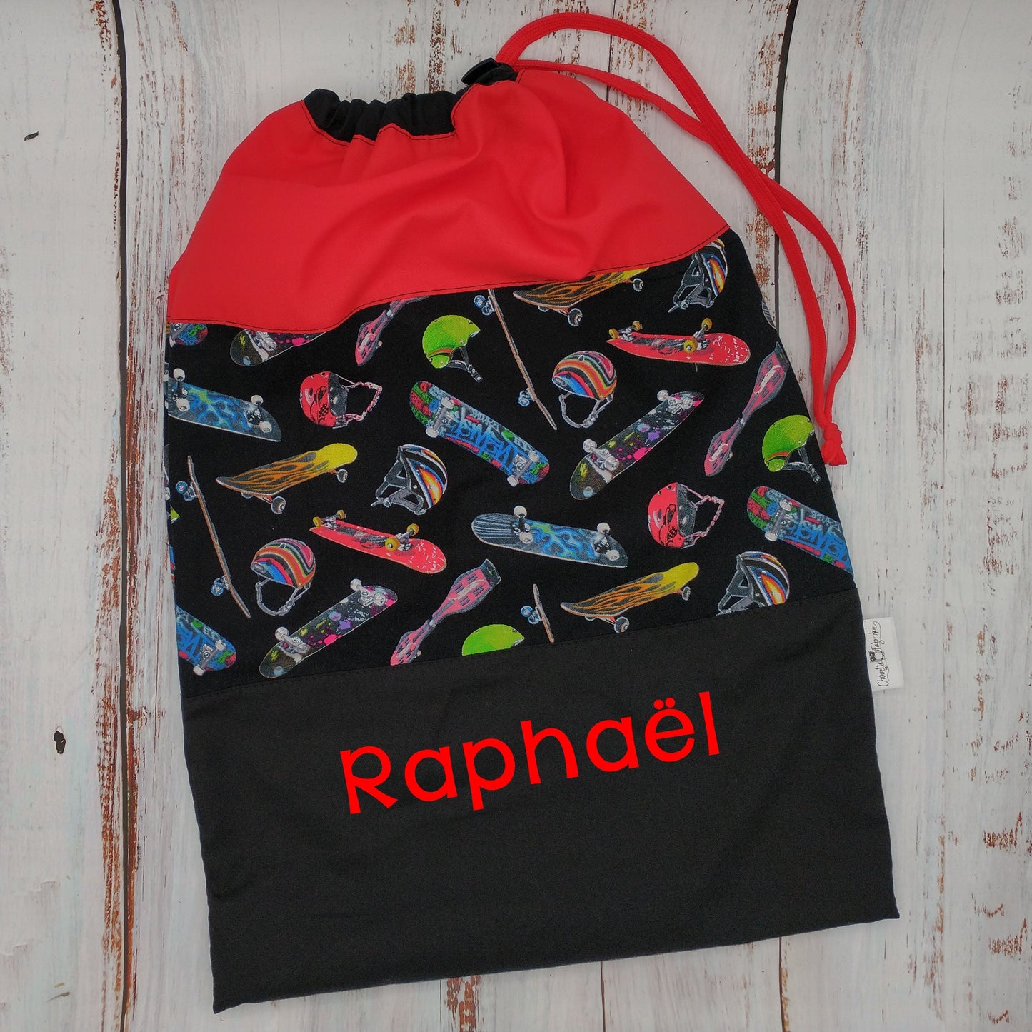 Sac de sport ou à souliers - Personnalisé - Planches à roulettes - Skate - Rouge