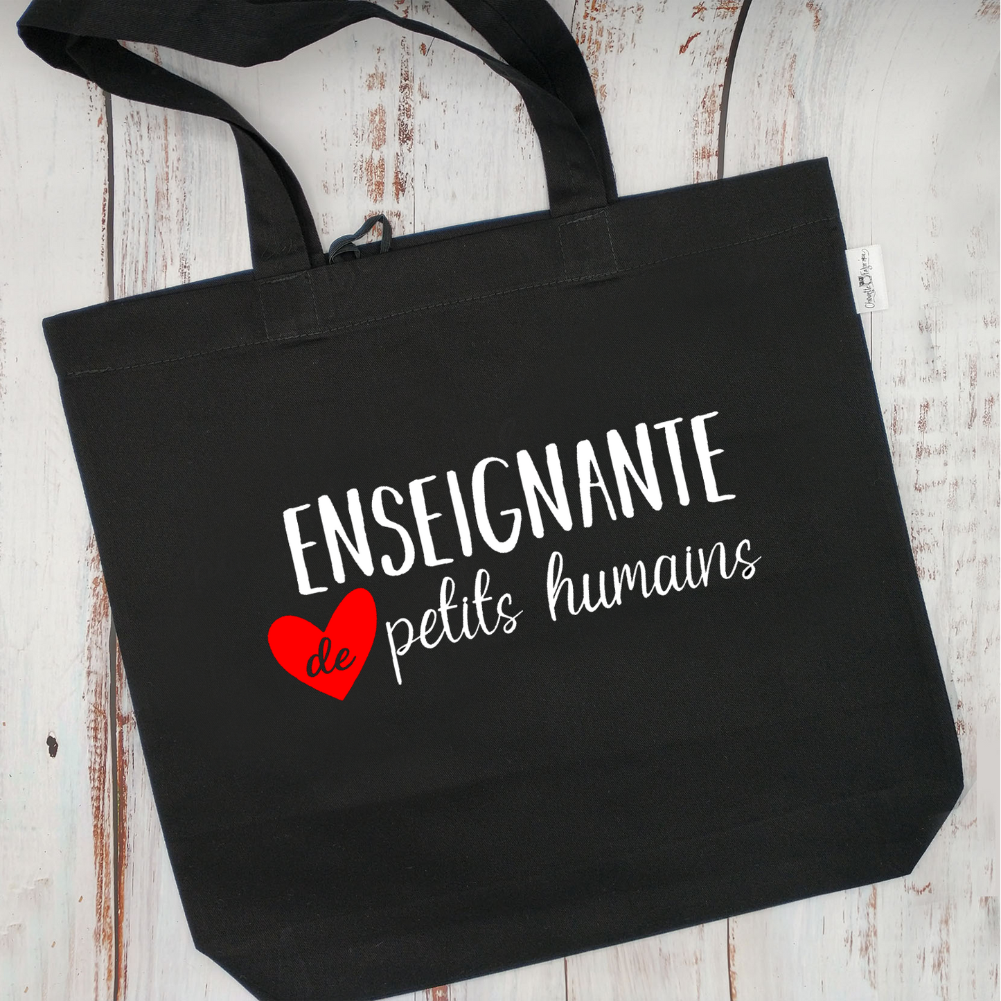 (CHOIX COULEURS) Sac d'épicerie / Sac fourre-tout réutilisable et lavable - ENSEIGNANT ou ENSEIGNANTE DE PETITS HUMAINS - (Qui se roule pour le rangement)