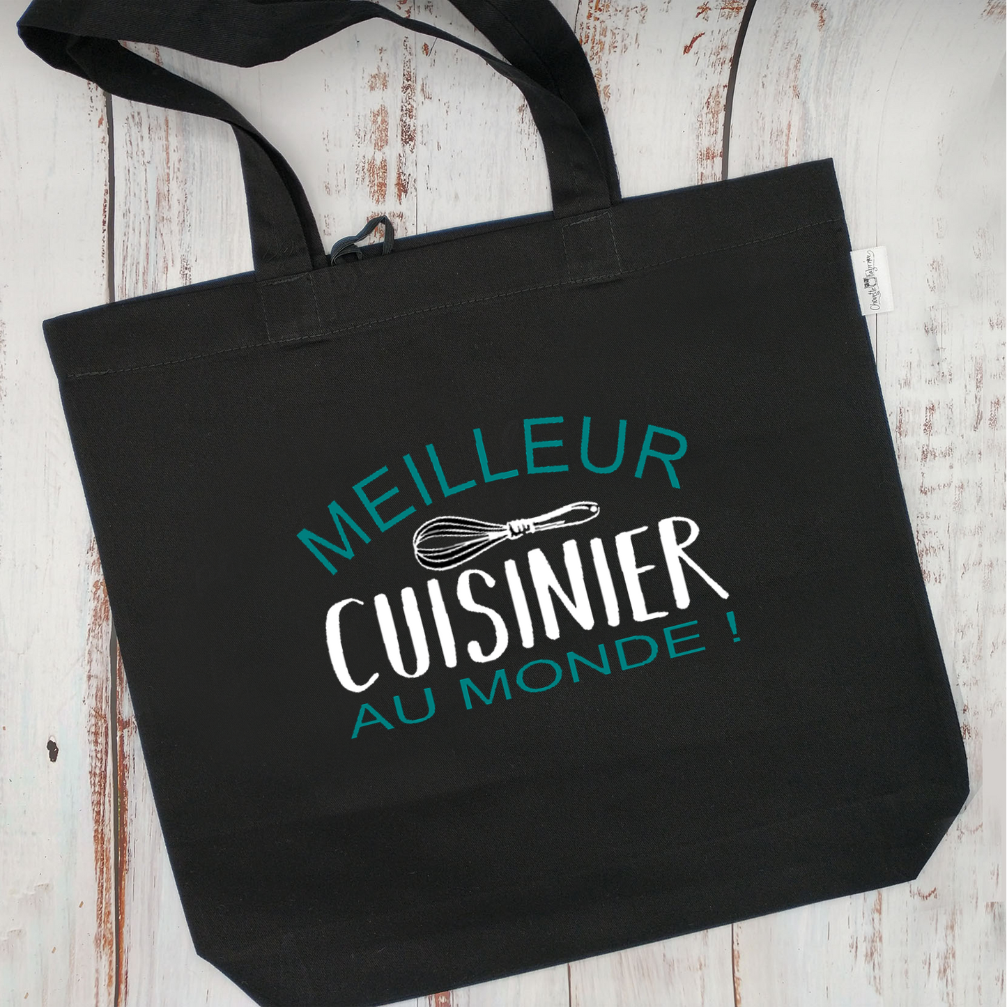 (CHOIX COULEURS) Sac d'épicerie / Sac fourre-tout réutilisable et lavable - MEILLEUR CUISINIER - (Qui se roule pour le rangement)