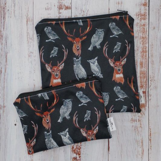 Sac réutilisable pour collation ou sandwich – Animaux - Chevreuils et hiboux