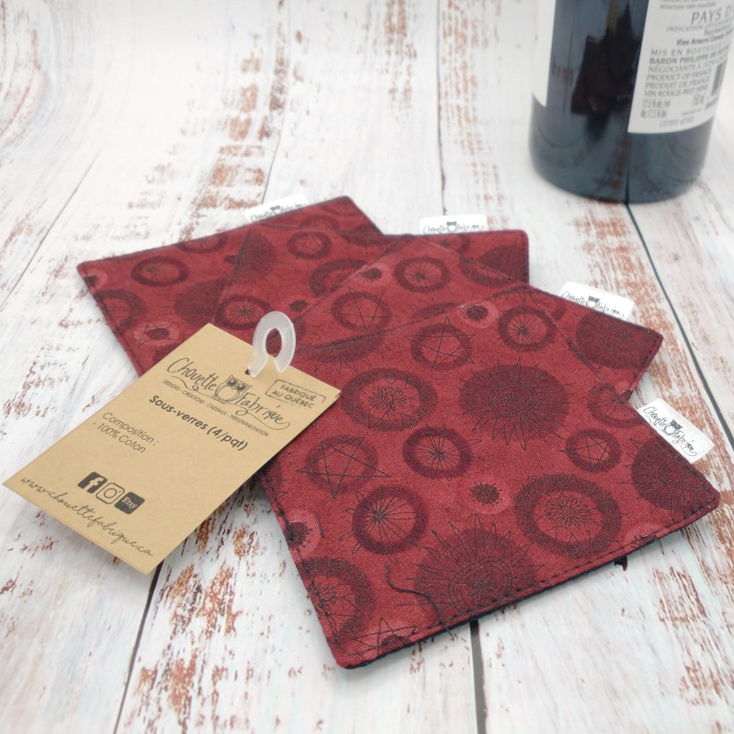 Sous-verres - 4 pièces - Cercles Rouges