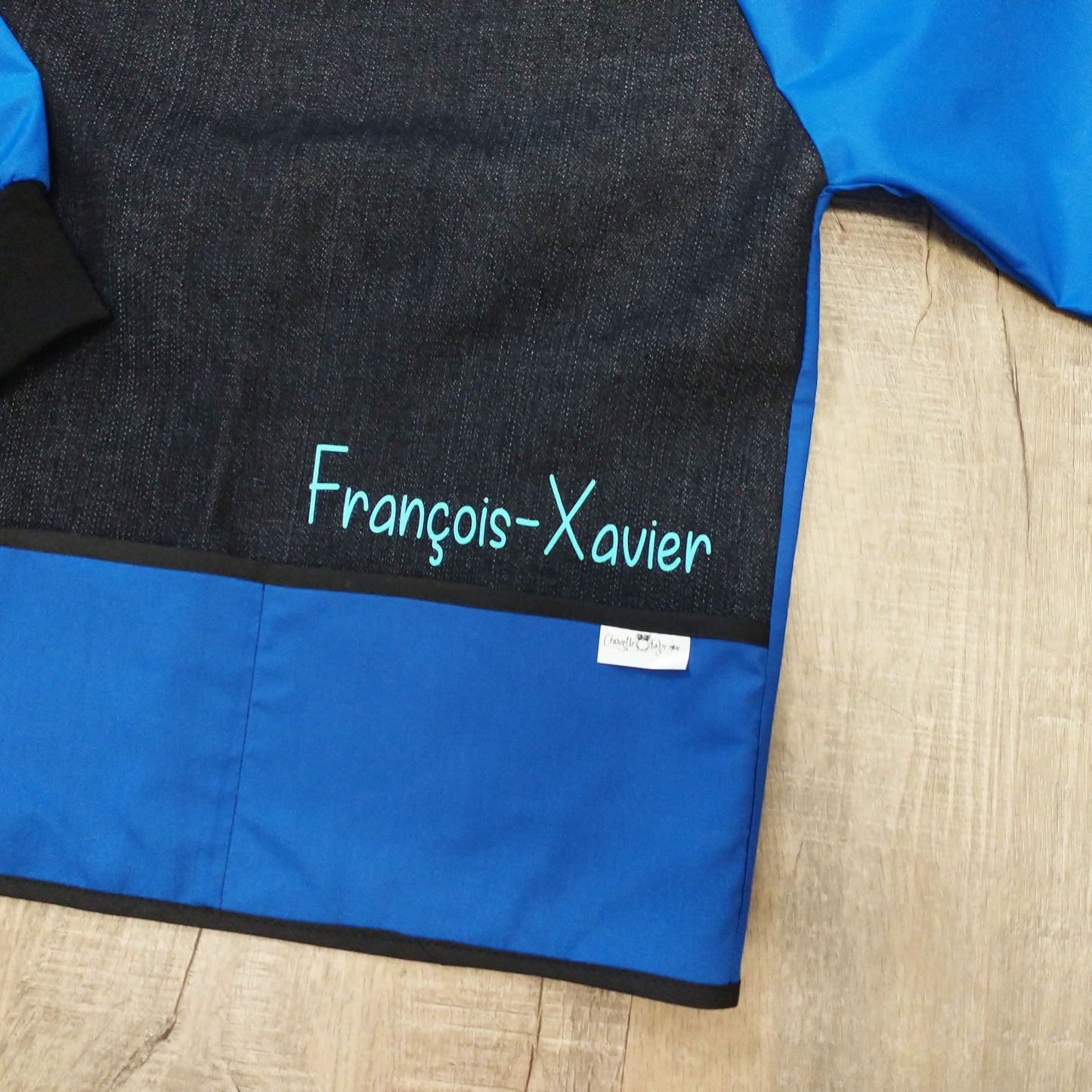 Tablier d'artiste/bricolage pour enfant avec manches et pochettes (Personnalisé avec prénom) - Manches bleues - Bleu royal - Bleu royal