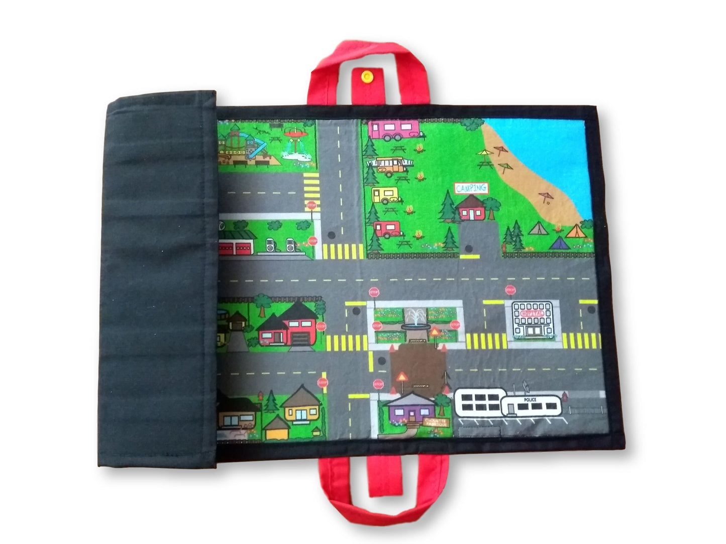 DISPONIBLE BIENTÔT ! Tapis de jeux pour petites voitures - Se transforme en valise de transport