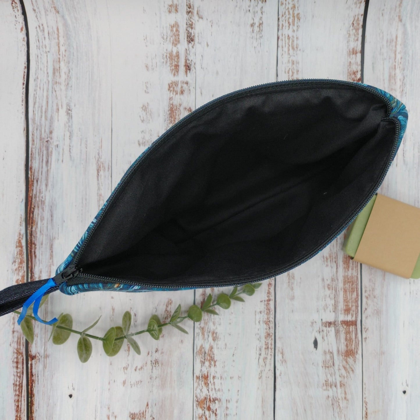 Trousse de voyage - Sac à cosmétiques/maquillage - Étui à crayons - Plumes Bleues