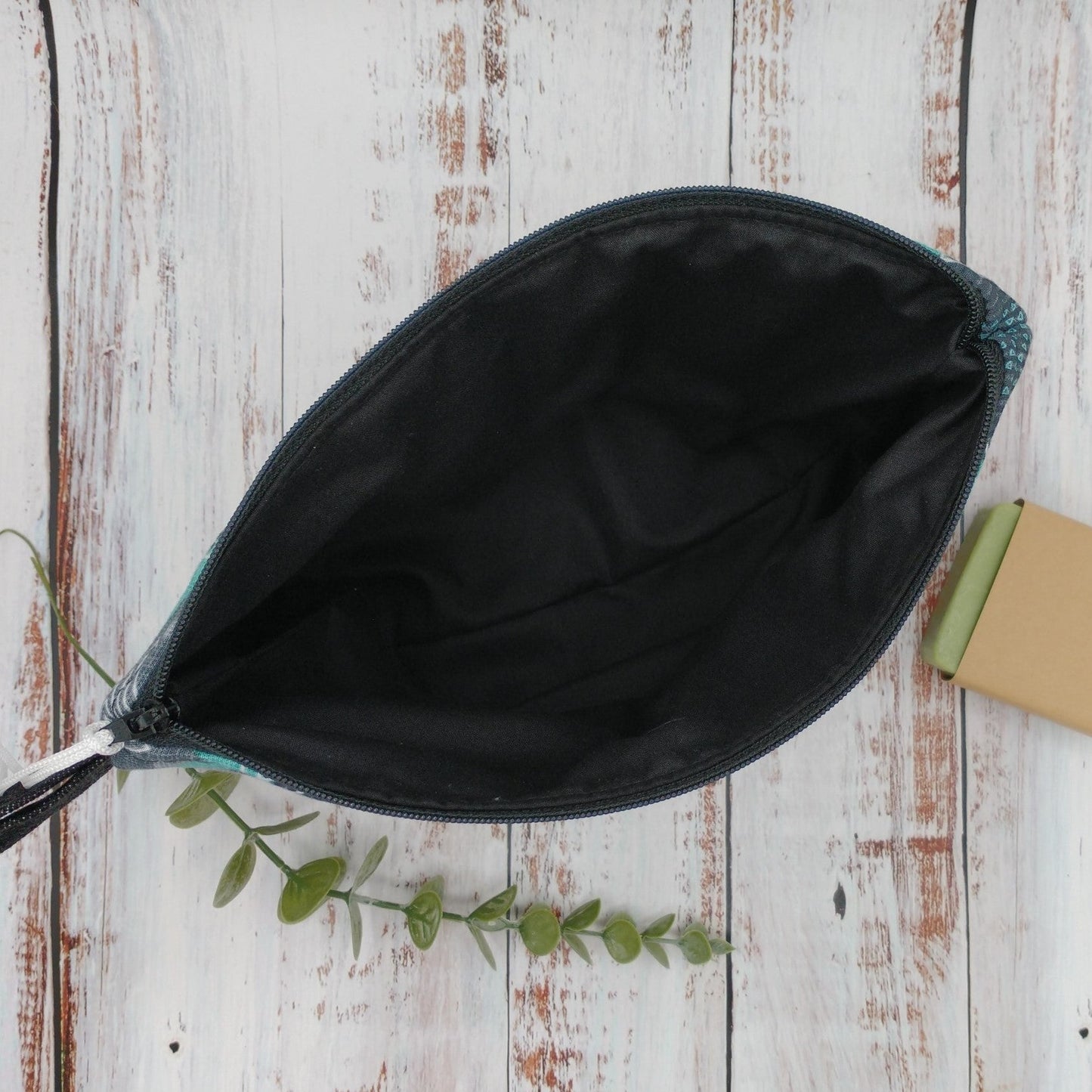 Trousse de voyage - Sac à cosmétiques/maquillage - Étui à crayons - Triangles Aqua/Gris