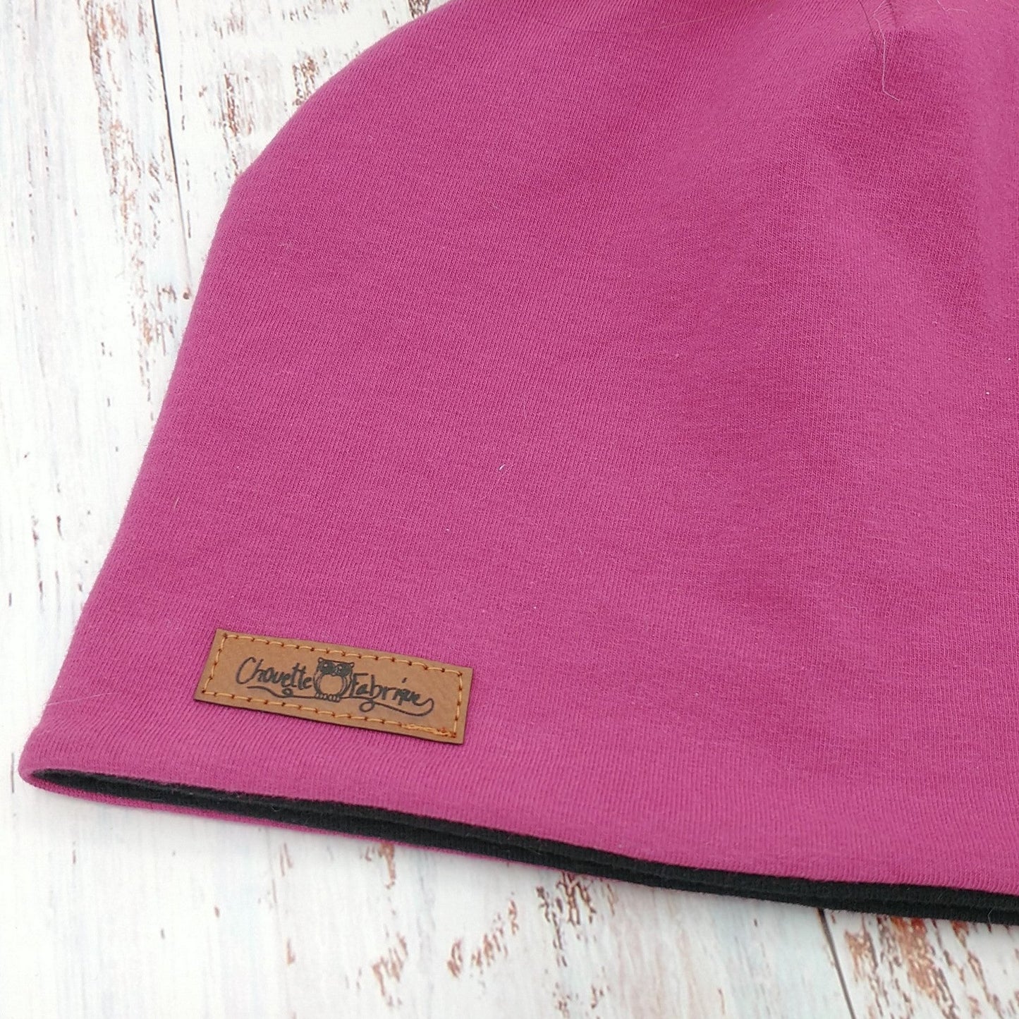 ENFANT - Tuque Printemps/Automne (JERSEY) Pompon amovible - UNIE - Magenta