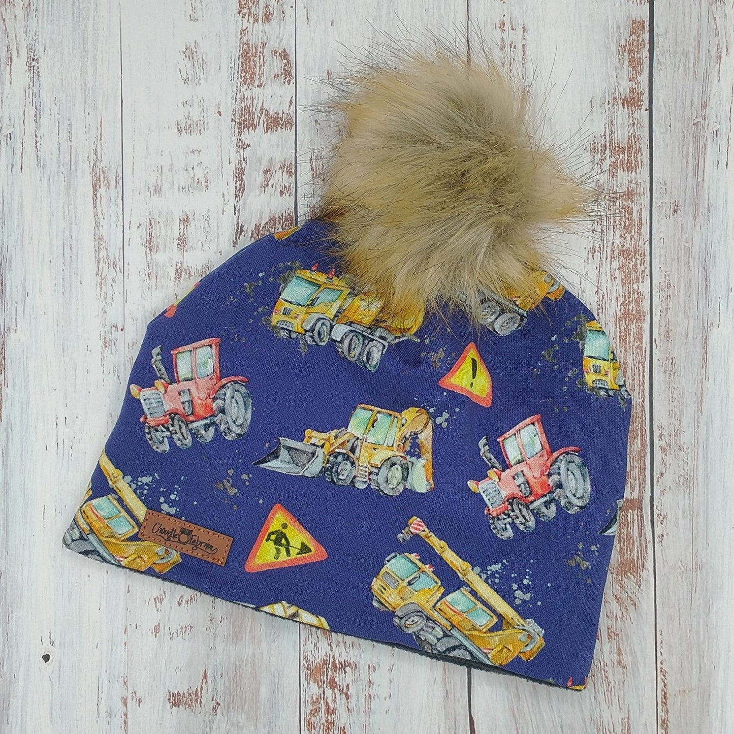 Tuque Hiver (POLAR) Pompon amovible - Camions Pelles & Tracteurs - Fond Marine
