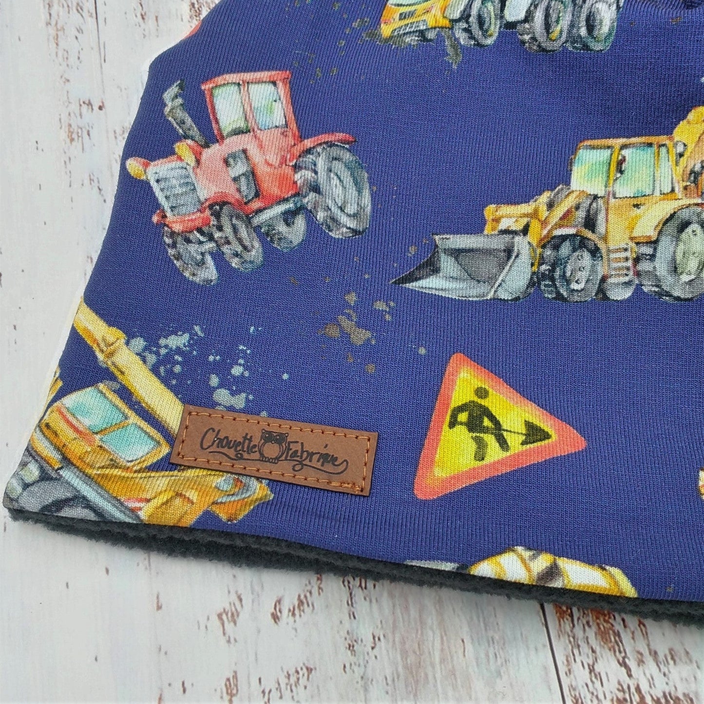 Tuque Hiver (POLAR) Pompon amovible - Camions Pelles & Tracteurs - Fond Marine