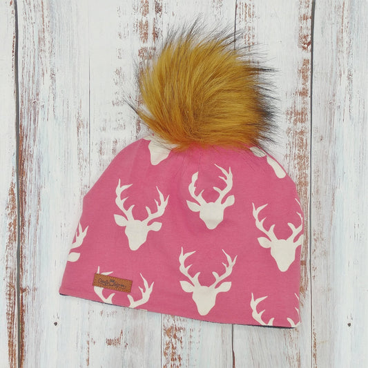 ADULTE - Tuque Hiver (POLAR) Pompon amovible - Panaches - Rose