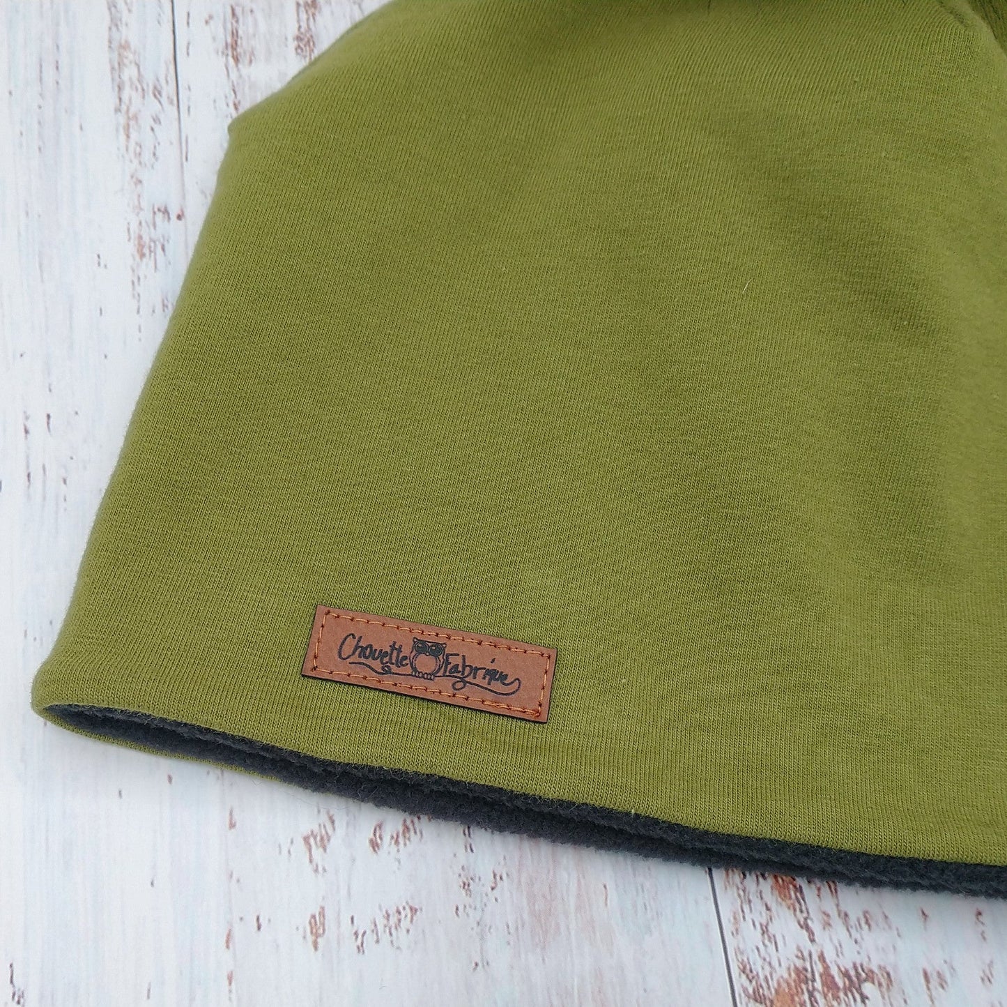 ENFANT - Tuque Hiver (POLAR) Pompon amovible - UNIE - Olive