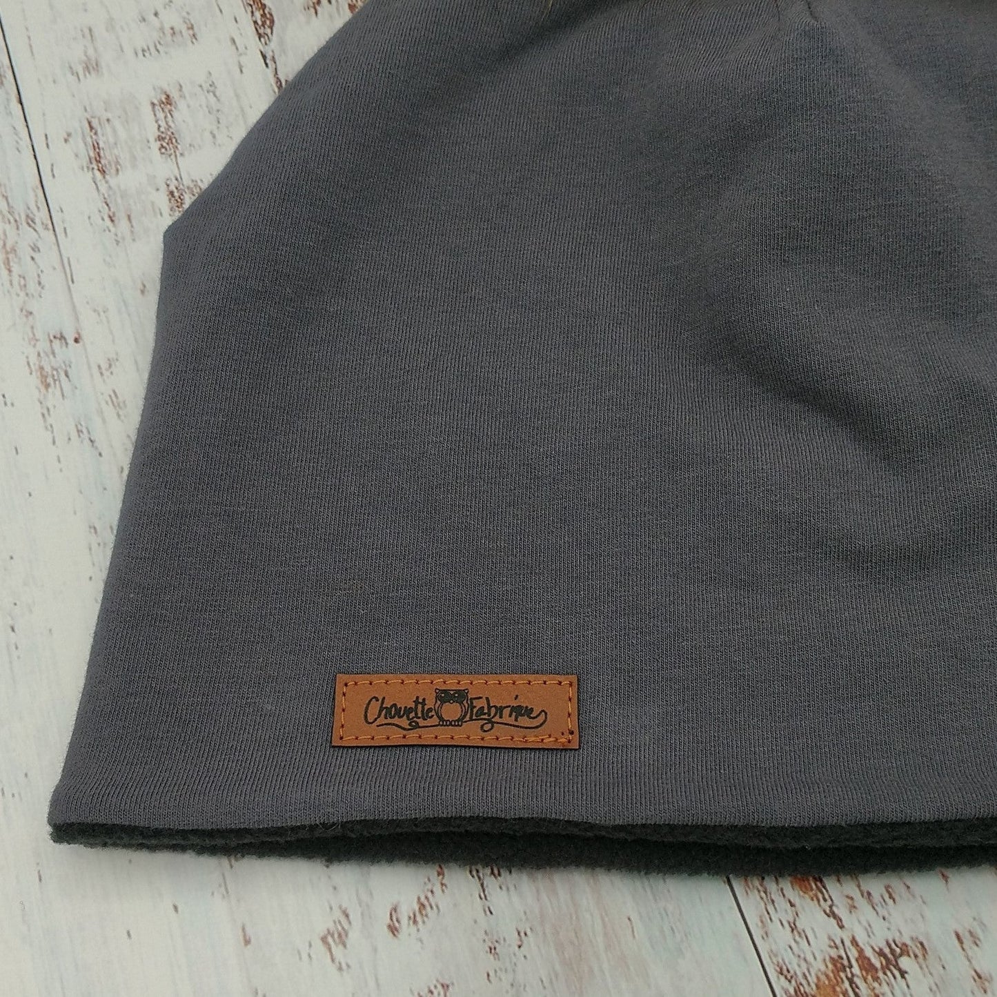 ENFANT - Tuque Printemps/Automne (JERSEY) Pompon amovible - UNIE - Gris foncé / Charcoal