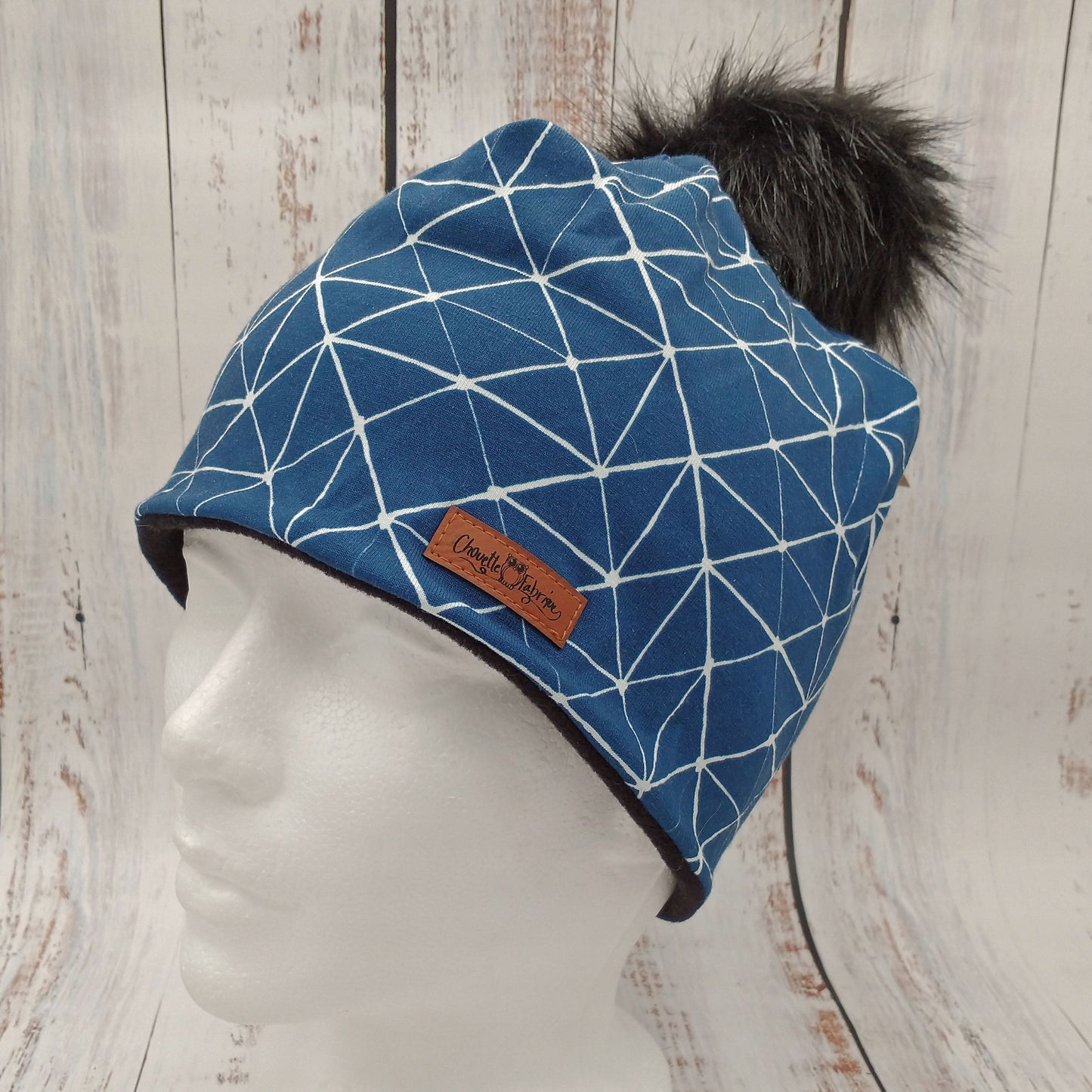 Tuque Hiver (POLAR) Pompon amovible - Points reliés bleus