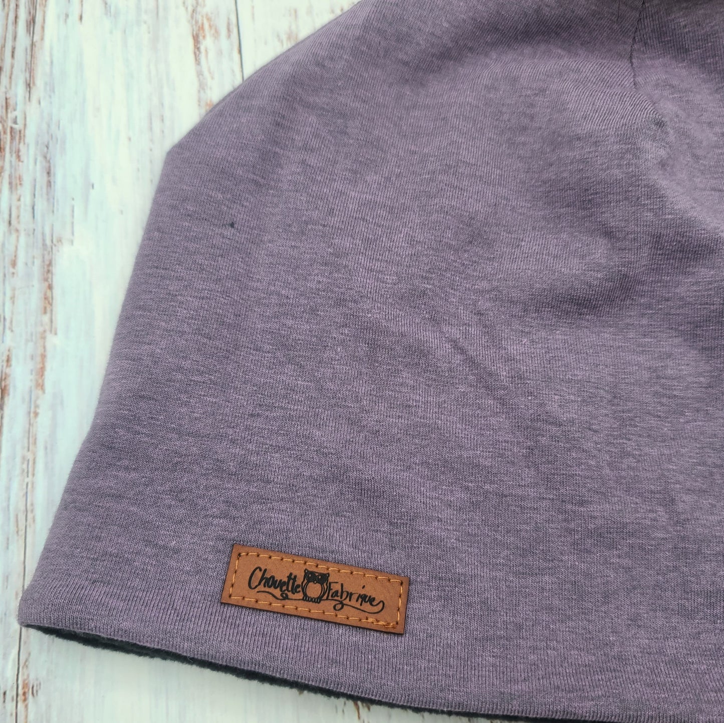 ENFANT - Tuque Hiver (POLAR) Pompon amovible - Lilas chiné (2 tons)