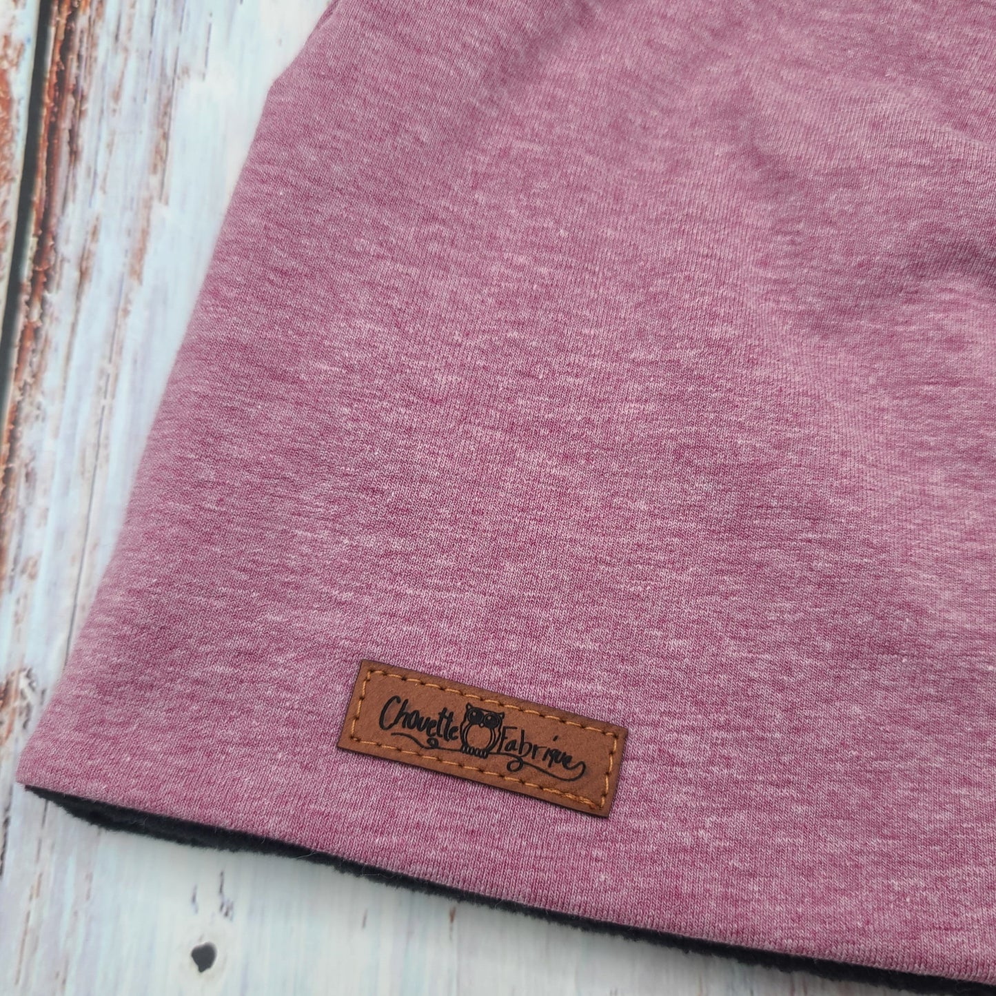 ENFANT - Tuque Hiver (POLAR) Pompon amovible - Rouge Vin chiné (2 tons)
