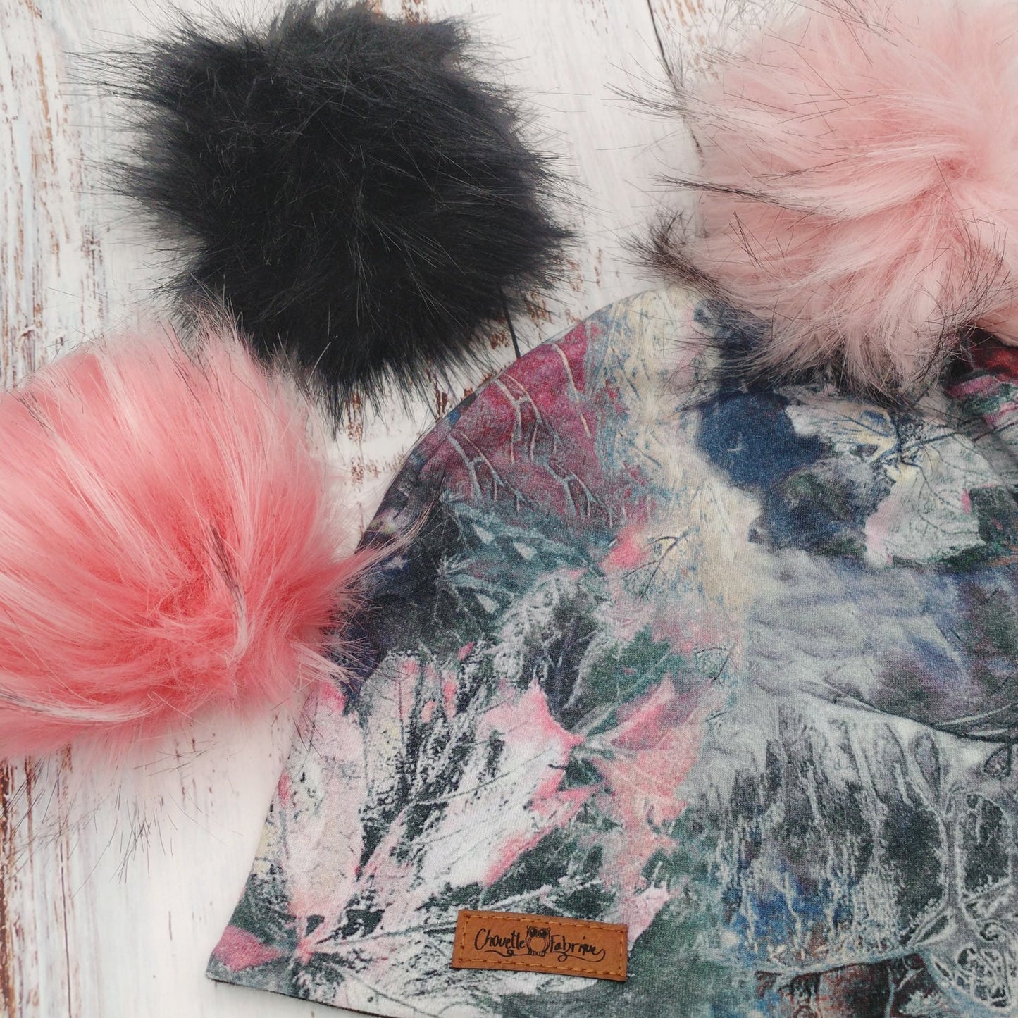 ENFANT - Tuque Hiver (POLAR) Pompon amovible - Feuilles d'érable