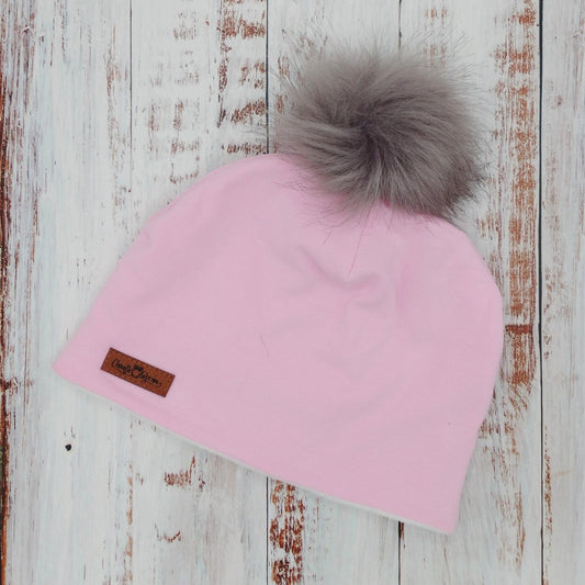 ADULTE - Tuque Hiver (POLAR) Pompon amovible - Rose