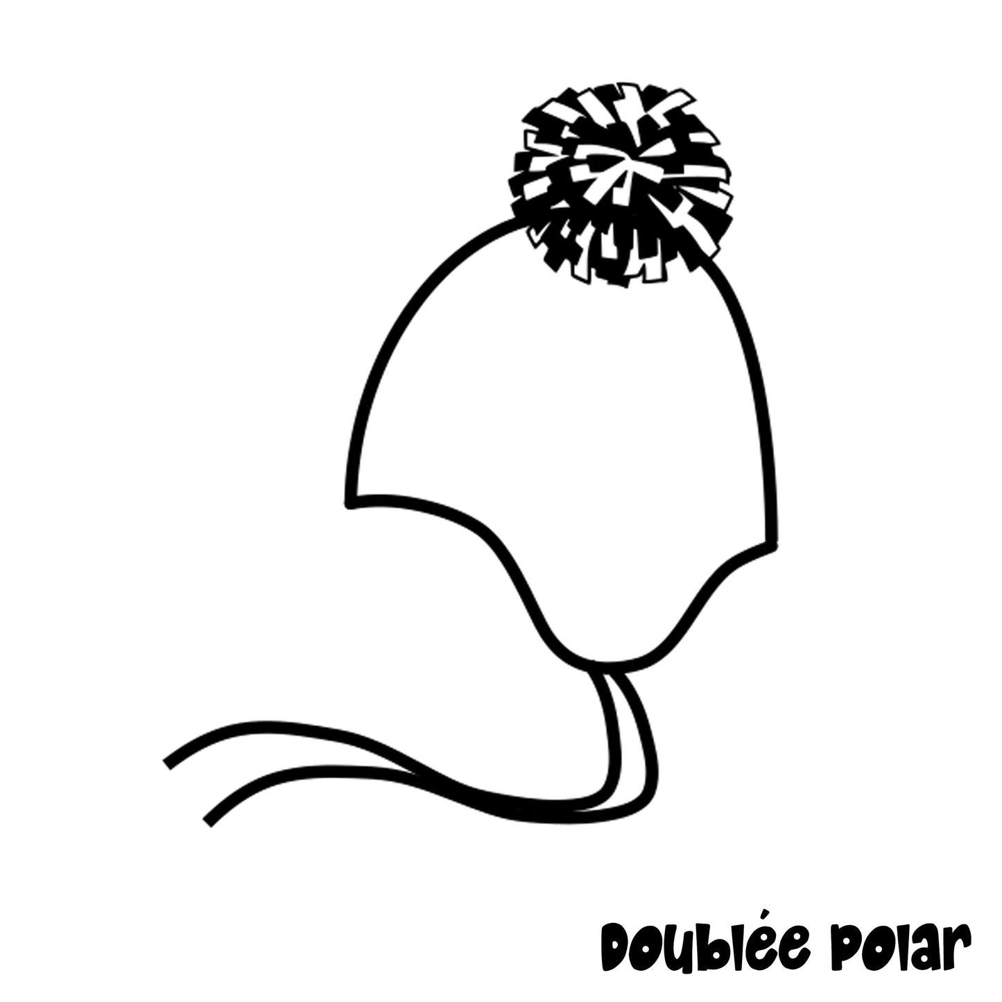 ENFANT - Tuque Hiver (POLAR) avec cordons Pompon amovible - Tissus au choix