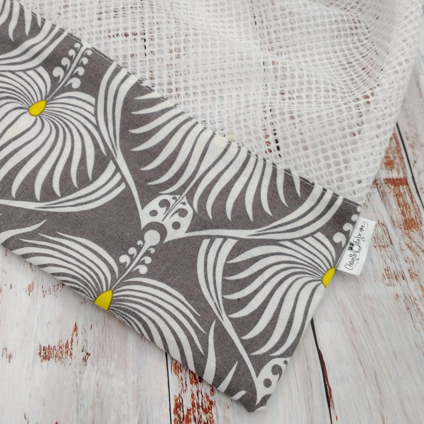 Sac réutilisable pour fruits ou légumes - Motifs gris et jaunes