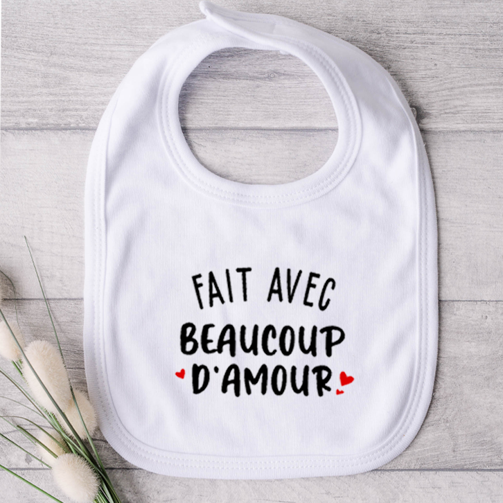 Bavoir pour bébé - Fait avec beaucoup d'amour (v5)