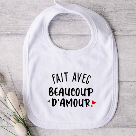 Bavoir pour bébé - Fait avec beaucoup d'amour (v5)