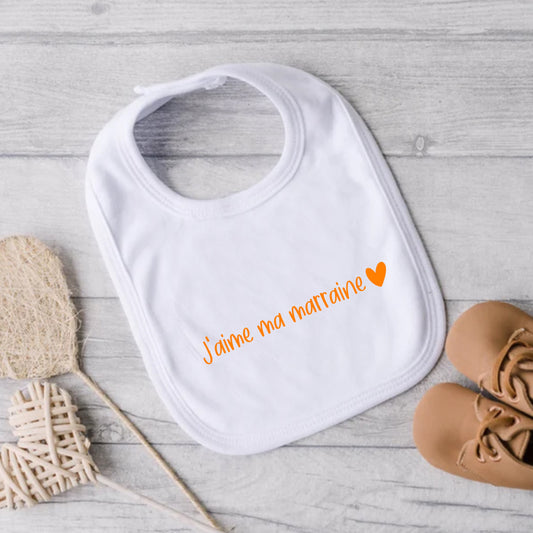 Bavoir pour bébé - MARRAINE - J'aime ma marraine (v2509)